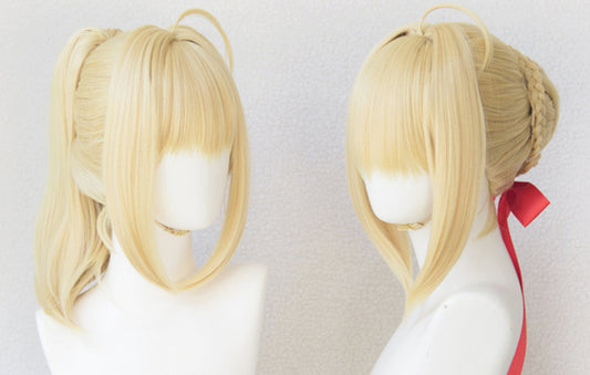 Fate FGO Grand Order Extra Saber Nero Claudius Wig Cosplay (no ribbon)